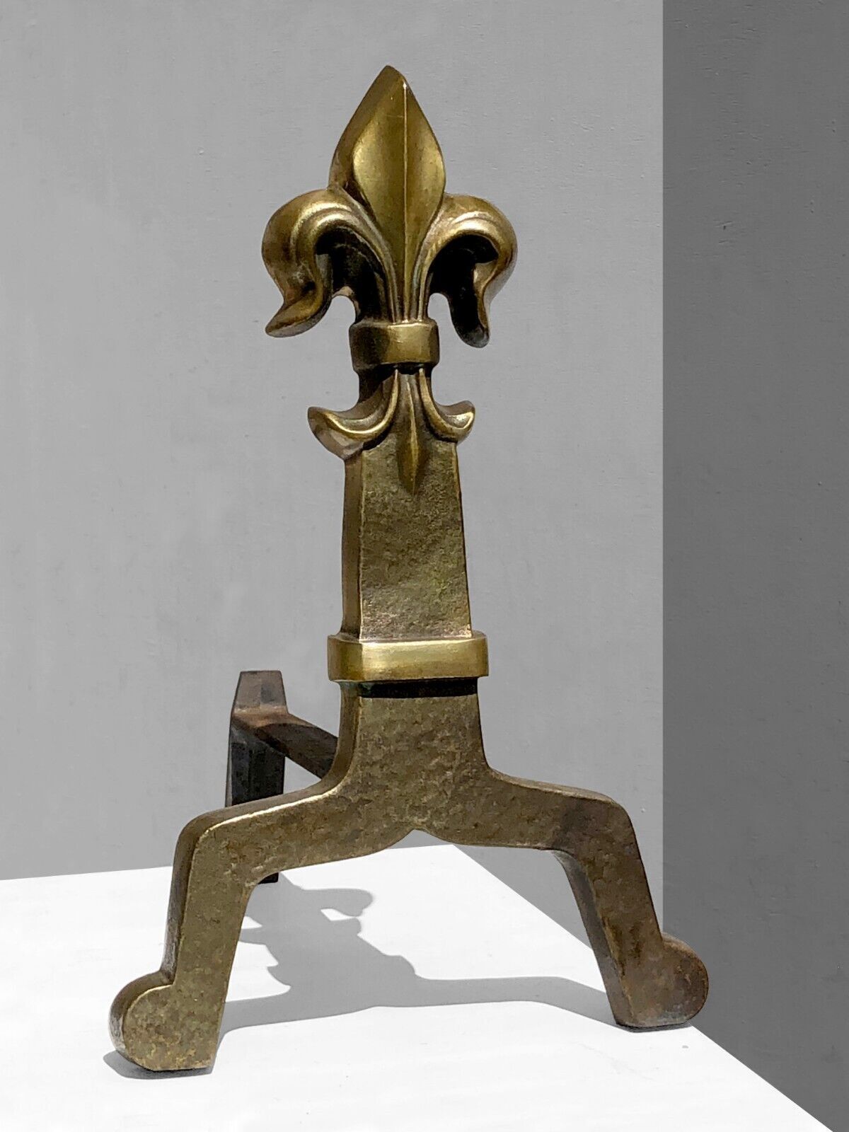 1950 Fleur De Lys Andirons Neo Classical Habby Chic Fire Arts photo buy