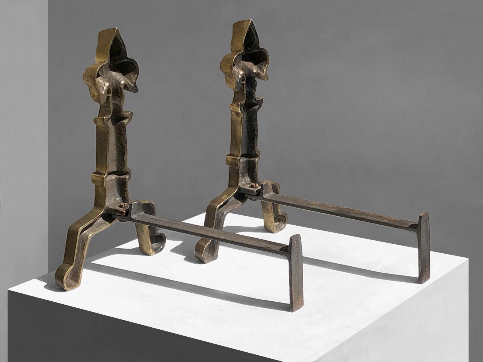 photo furniture 1950 Fleur De Lys Andirons Neo Classical Habby Chic Fire Arts