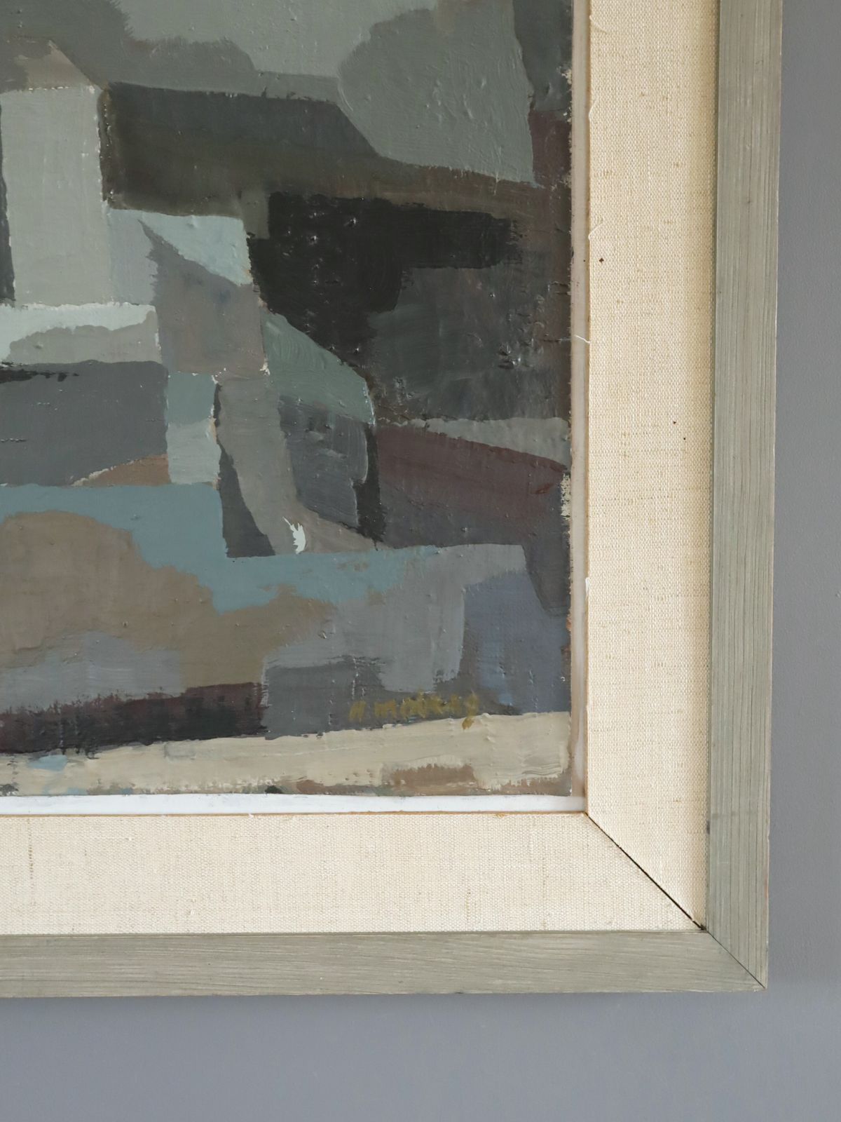 Urban Blocks  Oil Painting, Mid 20th Century photo 754.0