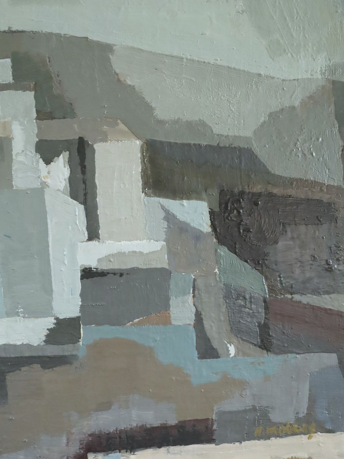 photo furniture Urban Blocks  Oil Painting, Mid 20th Century