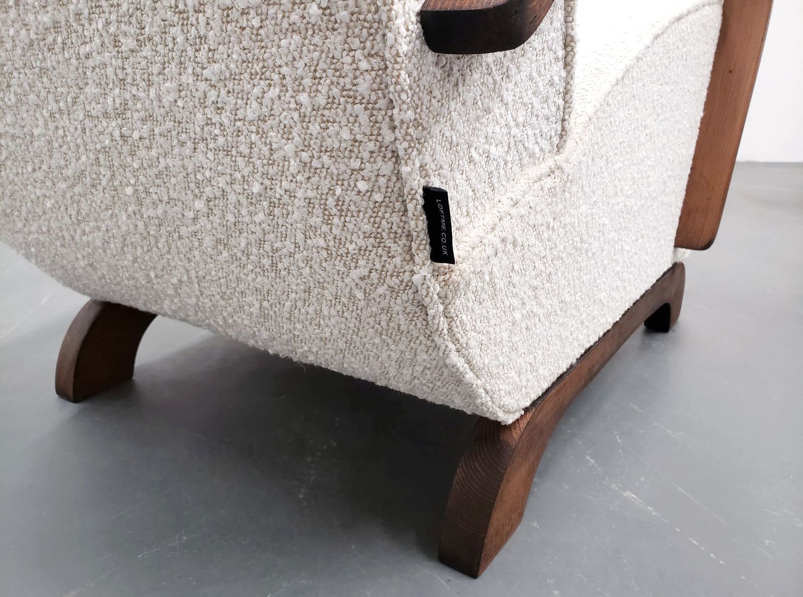 Set Of Two   1930 Jindrich Halabala Bentwood Armchairs In Premium Ivory Boucle photo Furniture