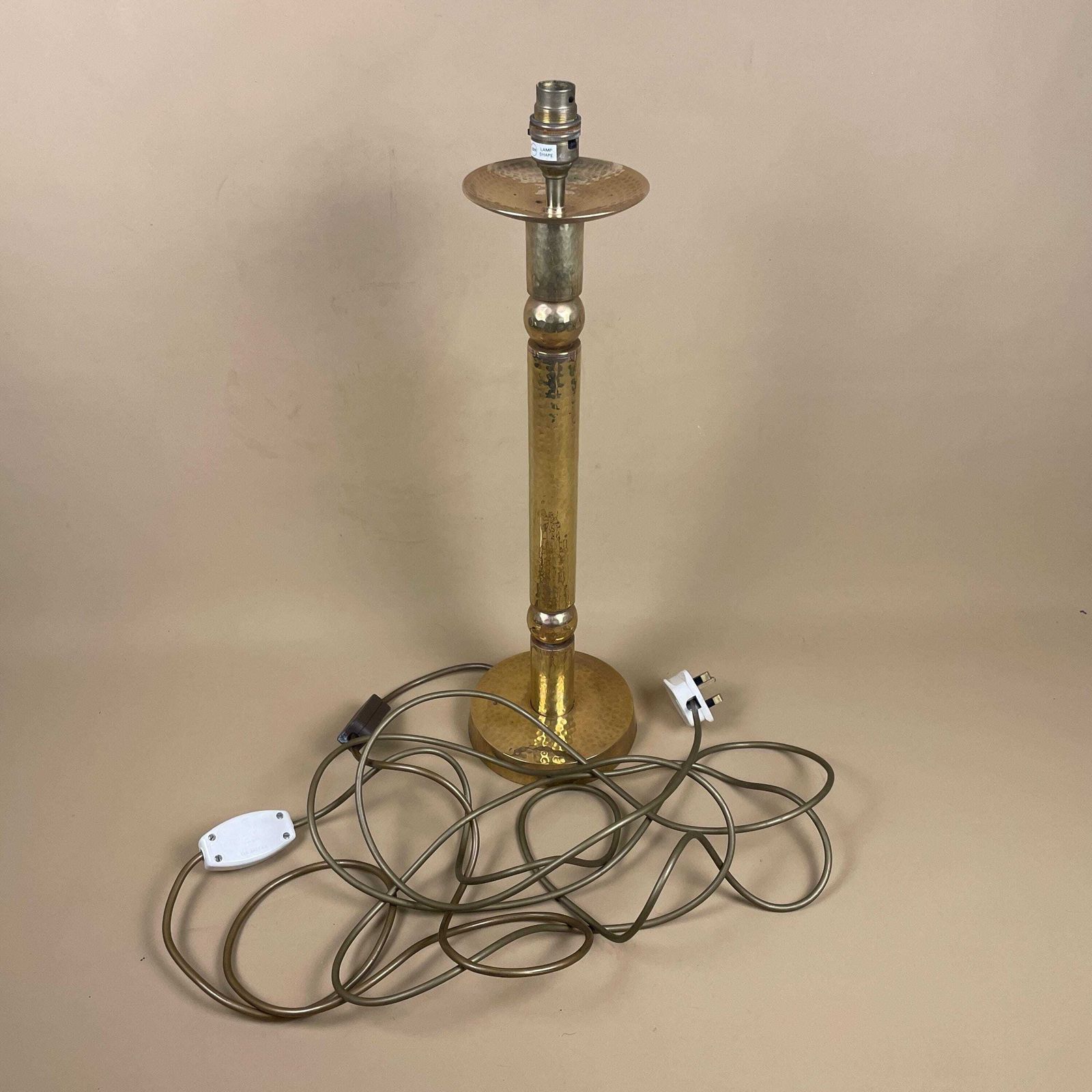 photo for sale Antique Metal Gold Brass Indian Lamp Light Hammered Handmade Patterned Asian Vintage Round Vintage Vase Pattern Bedside Side Desk Tall