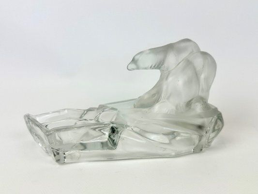 Art Deco Glass Polar Bear Ashtray By Karel Zentner For Glasswork Libochovice, 1930s photo furniture