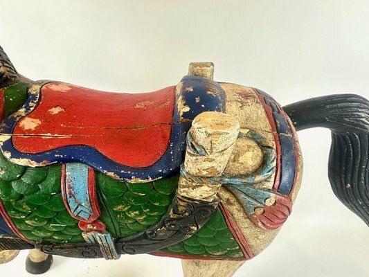 photo vinterior Carved Hand Painted Wooden Horse, 19th Century