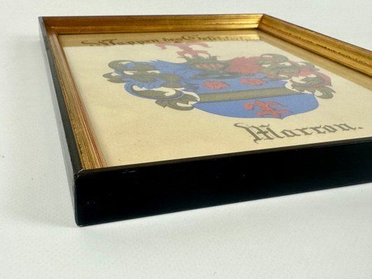 Framed French Family Marron Coat Of Arms, 19th Century photo for sale