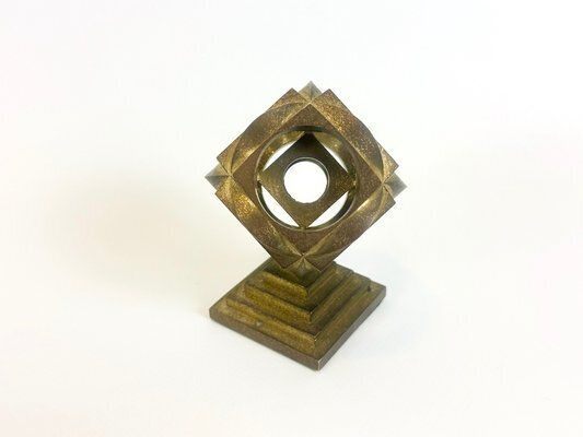 Mid Century Modern Geometric Bronze Paperweight, 1970s photo buy