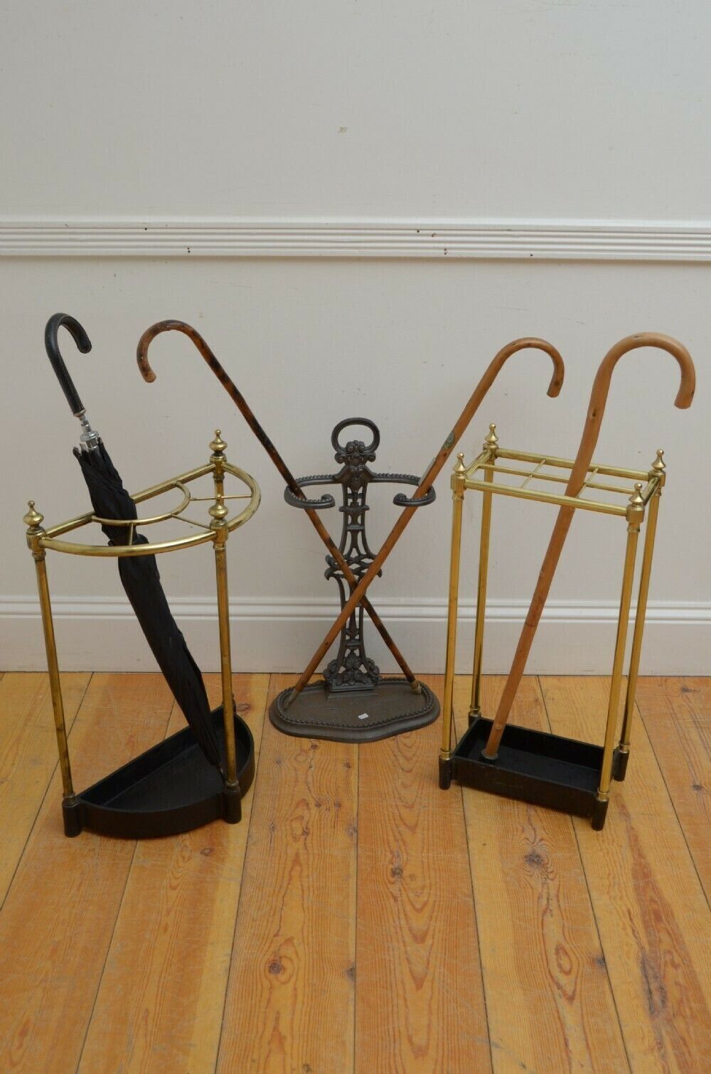 English Victorian Demi Lune Umbrella Stand photo vintage