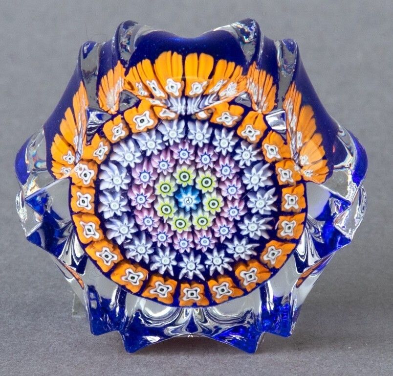 Scottish Perthshire Millefiori Glass Paperweight In Manner Of Murano