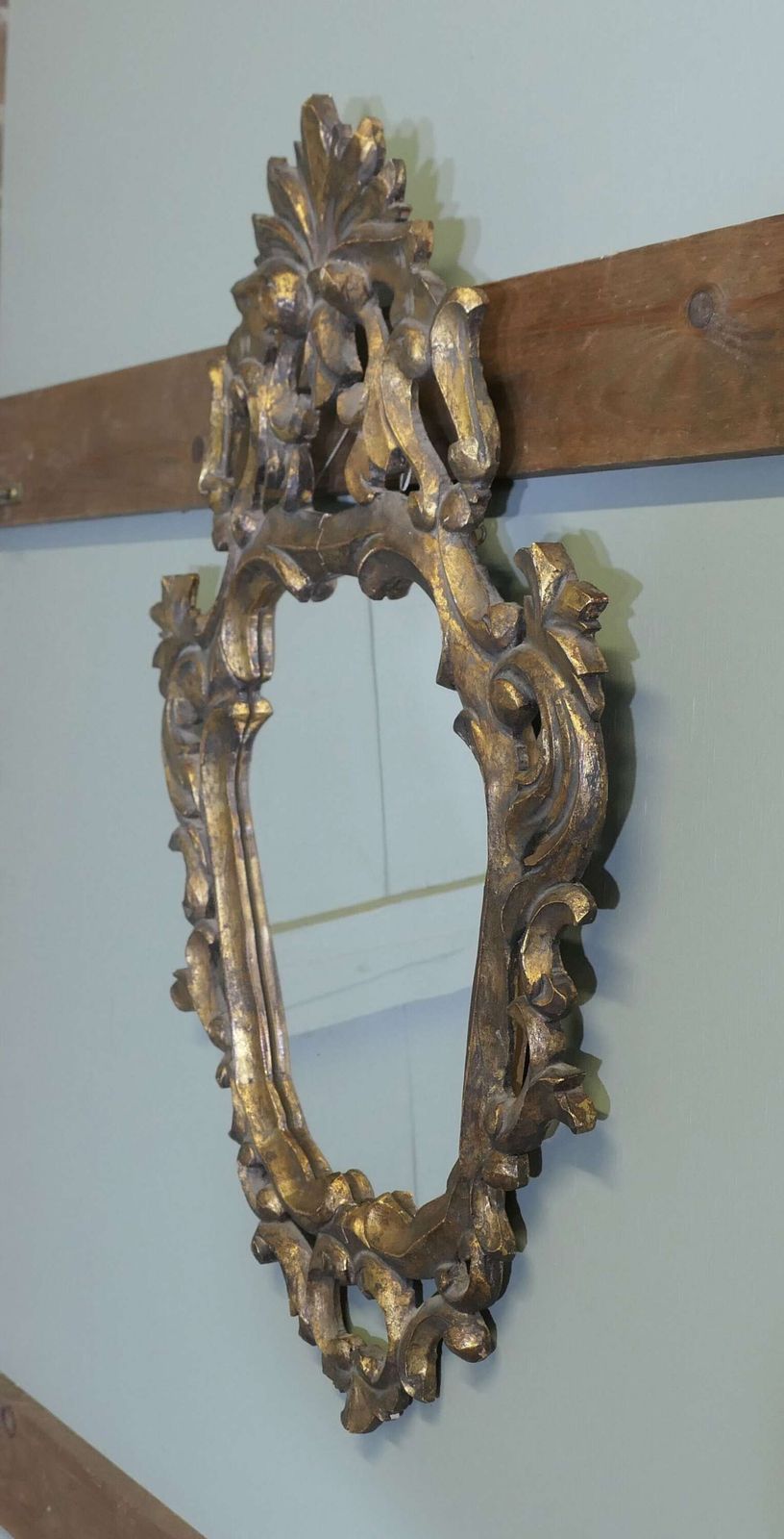 Attractive Baroque Style Small Gilt Wall Mirror The Mirror Has An Unusual Shape, It Has A photo 570.0
