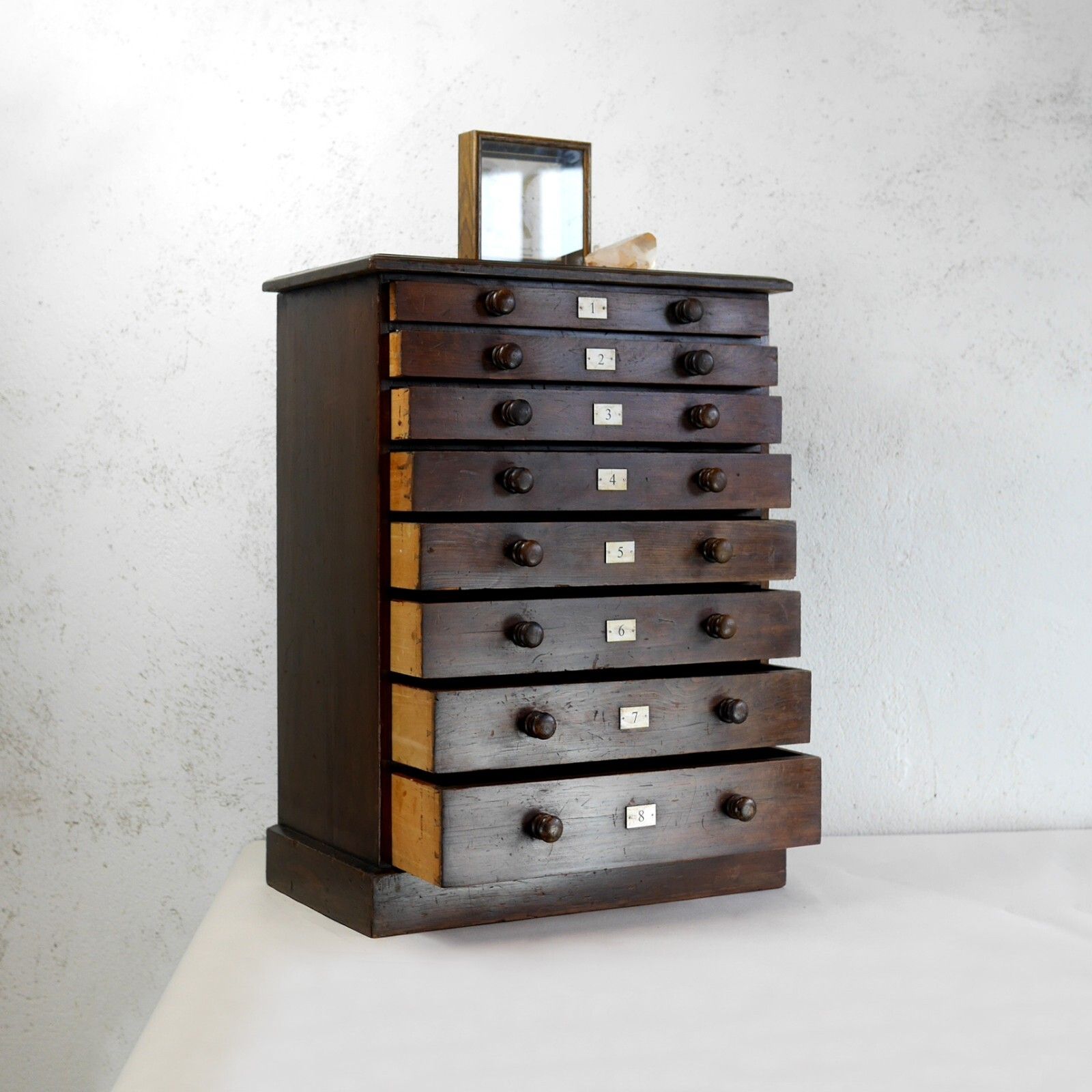 Antique 19th Century Specimen Museum Sample Display Cabinet Bank Drawers #102902 photo vintage