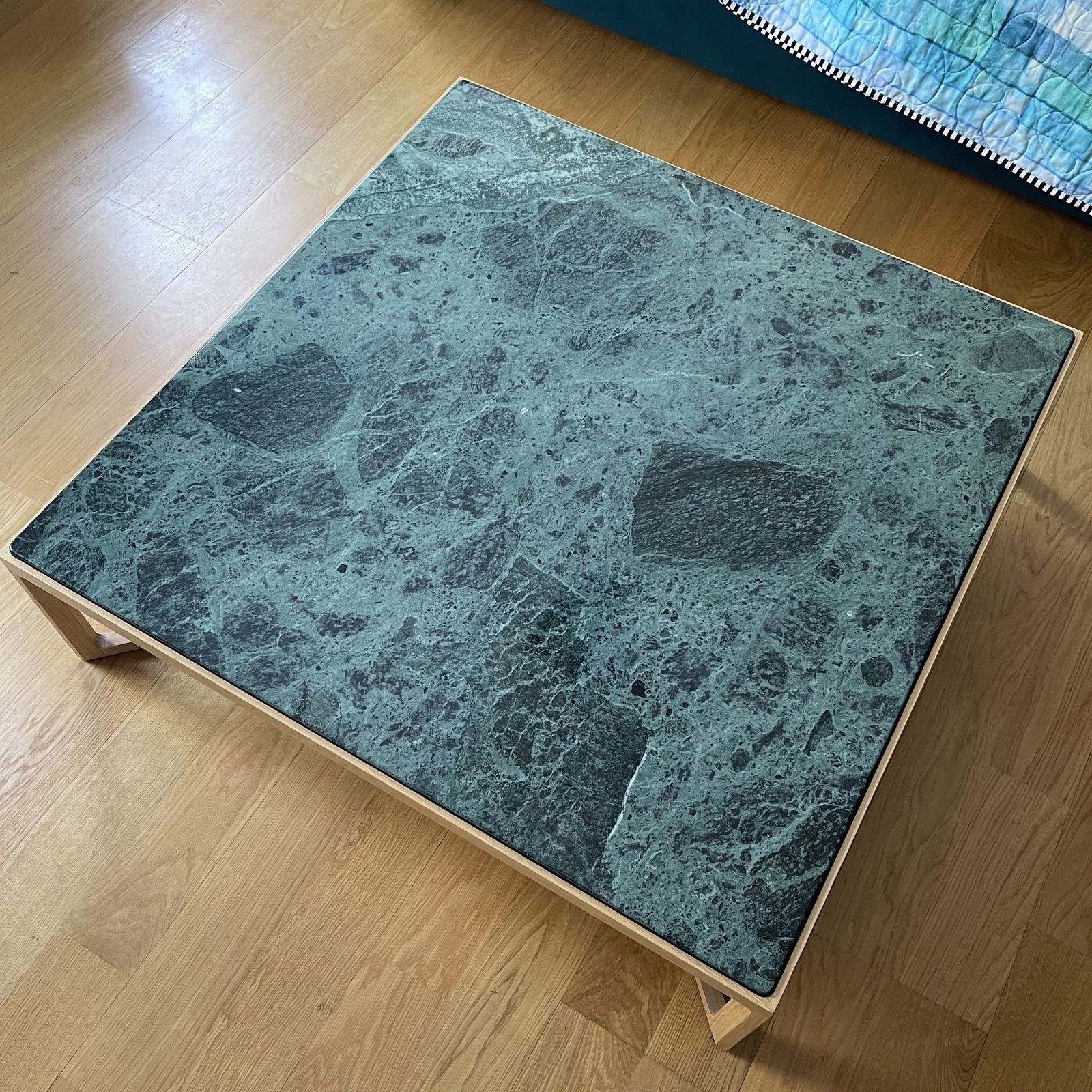 Knoll Krusin Coffee Table   Natural Oak Base With Verdi Alpi Marble Top
