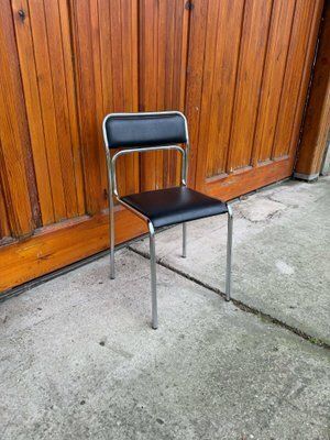 Bauhaus Chrome & Faux Leather Dining Chairs, 1980s, Set Of 5 photo for sale