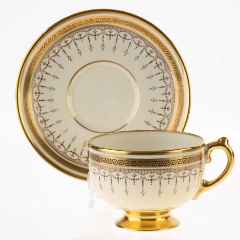 1930s Art Deco Copelands Grosvenor Gilt Porcelain Demitasse