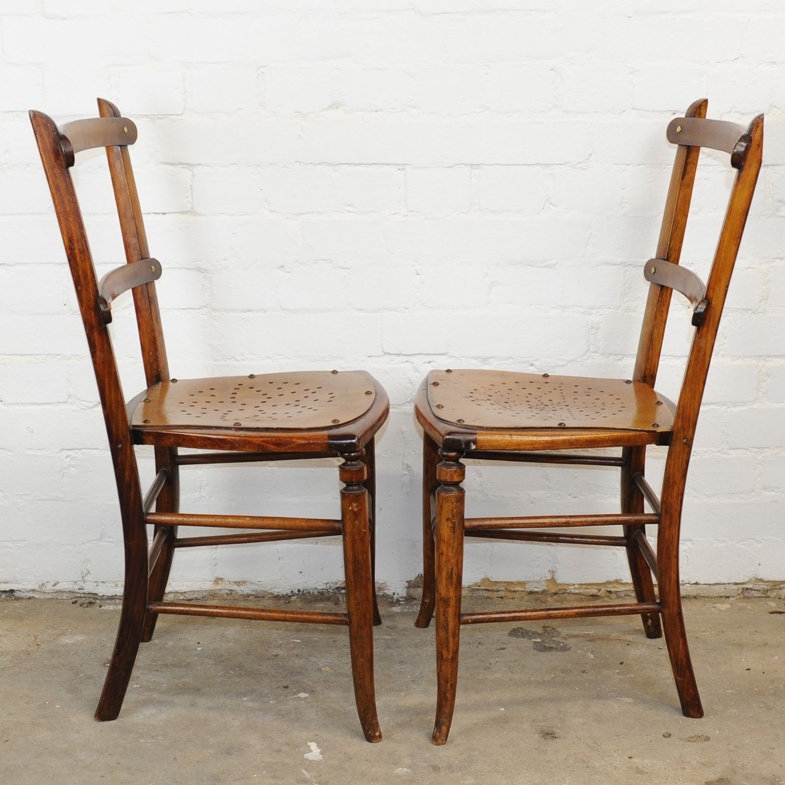 Luterma Estonia Vintage Punched Seat Wooden Dining Chairs, Set Of 2 photo furniture