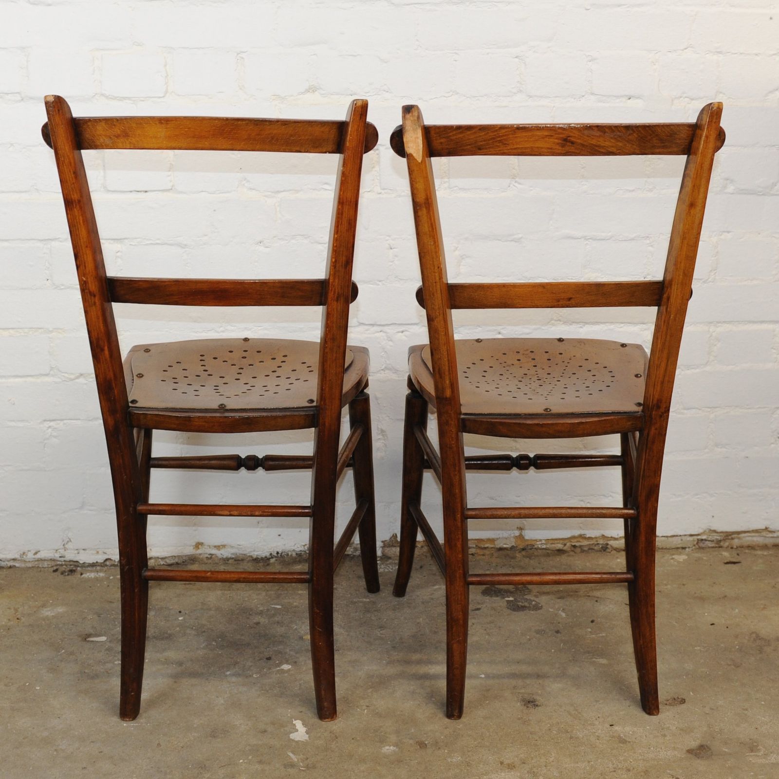 Luterma Estonia Vintage Punched Seat Wooden Dining Chairs, Set Of 2 photo buy