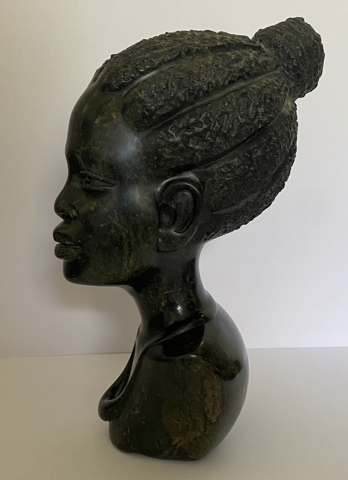 Joel Masoka, Original Hand Carved African Female Bust/Shona Statue, Signed
