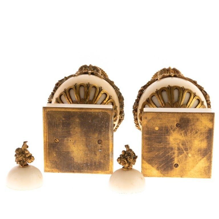 Antique Pair Of French Marble And Bronze Cassolettes Vases 19th Century photo furniture