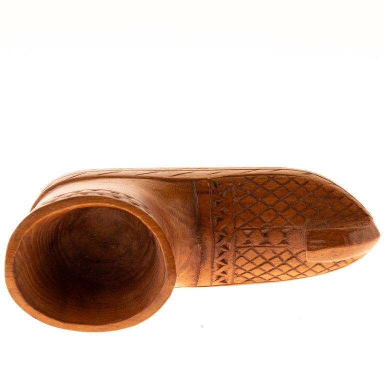 Antique Early 20th Century Carved Folk Art Wood Shoe Match Holder photo furniture