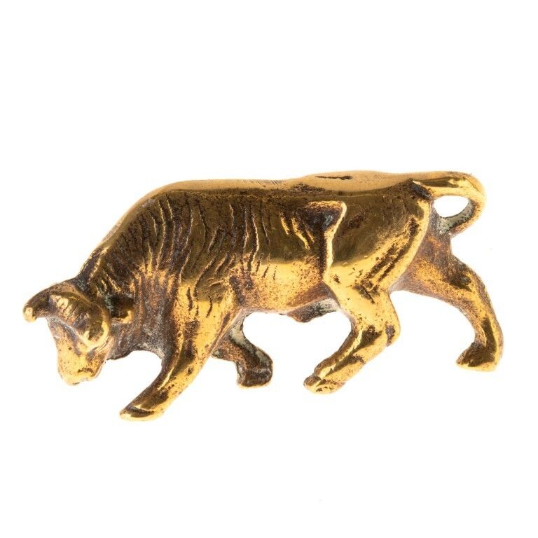 Antique Brass Figure Of A Charging Bull