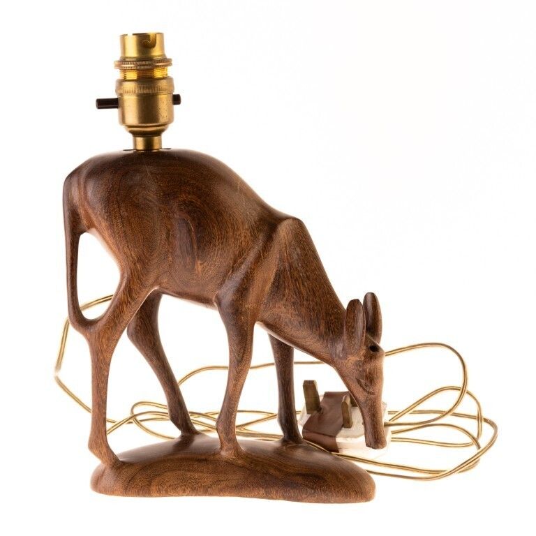African Ethnographic Carved Wood Tapir Lamp Holder