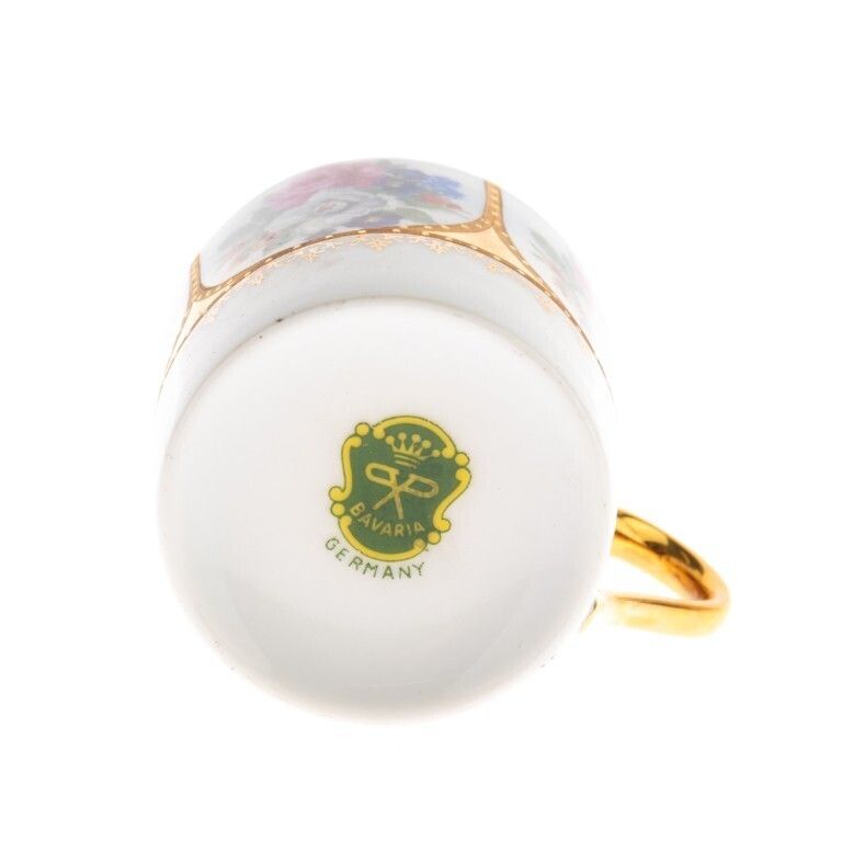 Mid Century German Bavarian Hand Gilt Porcelain Floral Espresso Demitasse Cup photo furniture
