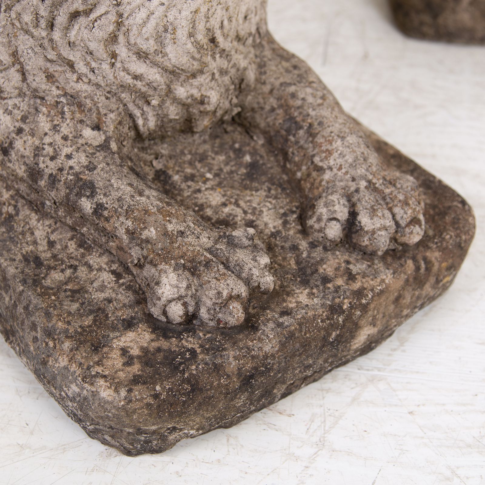 Pair Of Weathered Recumbent Garden Lions photo vinterior