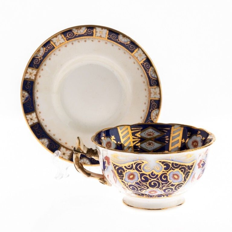 Antique William Lowe Court Porcelain Japanese Imari Pattern Cup And Saucer Early 20th Century