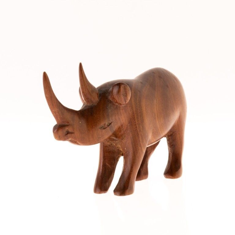 African Ethnographic Carved Wood Rhinoceros Sculpture photo furniture