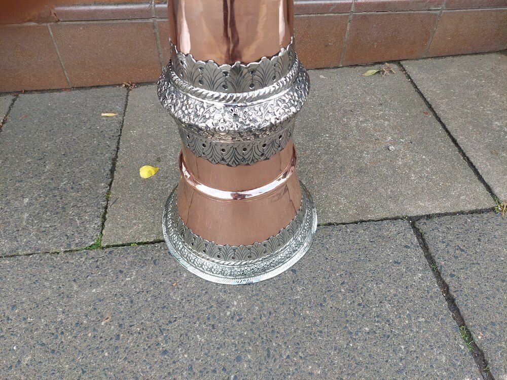19thc Tibetan Ceremonial Copper Horn Standard Lamp photo furniture