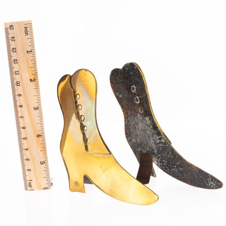Antique Pair Of Victorian Brass Novelty Boots photo for sale