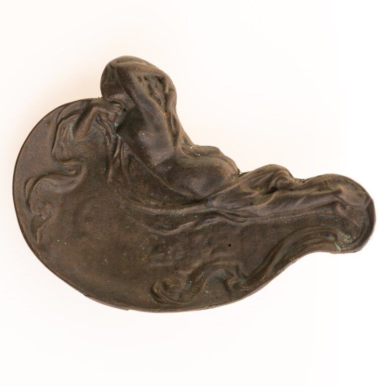 Art Nouveau Cast Iron Nude Maiden Ashtray Early 20th Century