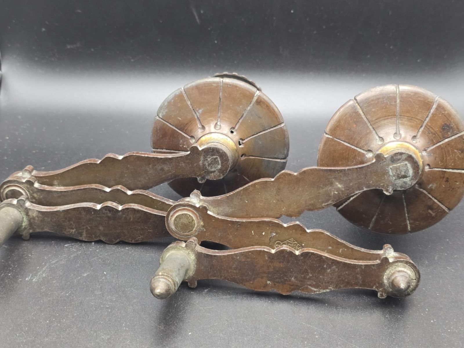 Pair Of Victorian Folding Cast Metal Piano Sconces (1852) As Seen photo vintage