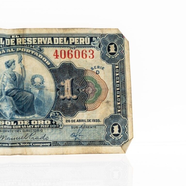 1 Sol De Oro Banknote From Banco Central De Reserva Del Peru, Dated 1935 photo for sale