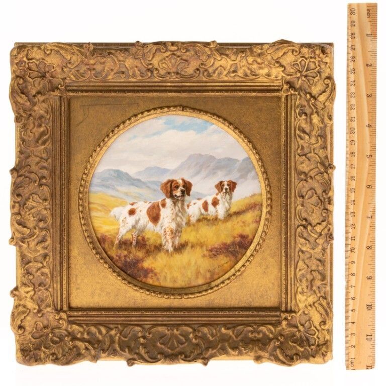 Springer Spaniels In A Landscape Antique Signed British Oil Painting Early 20th Century photo for sale