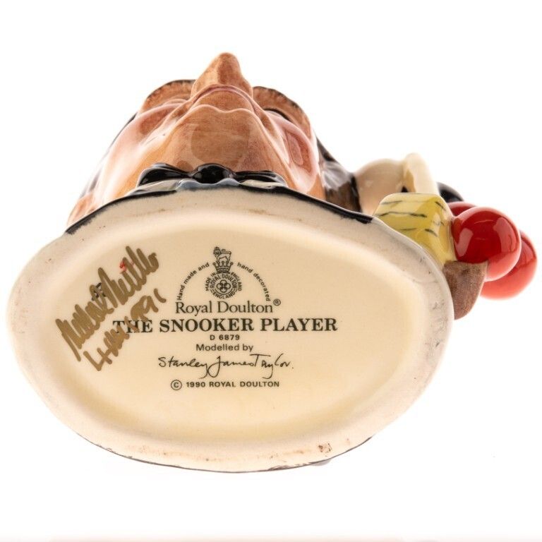 Signed Royal Doulton Porcelain Ceramic Figural Collector’s Mug The Snooker Player 1990 photo for sale