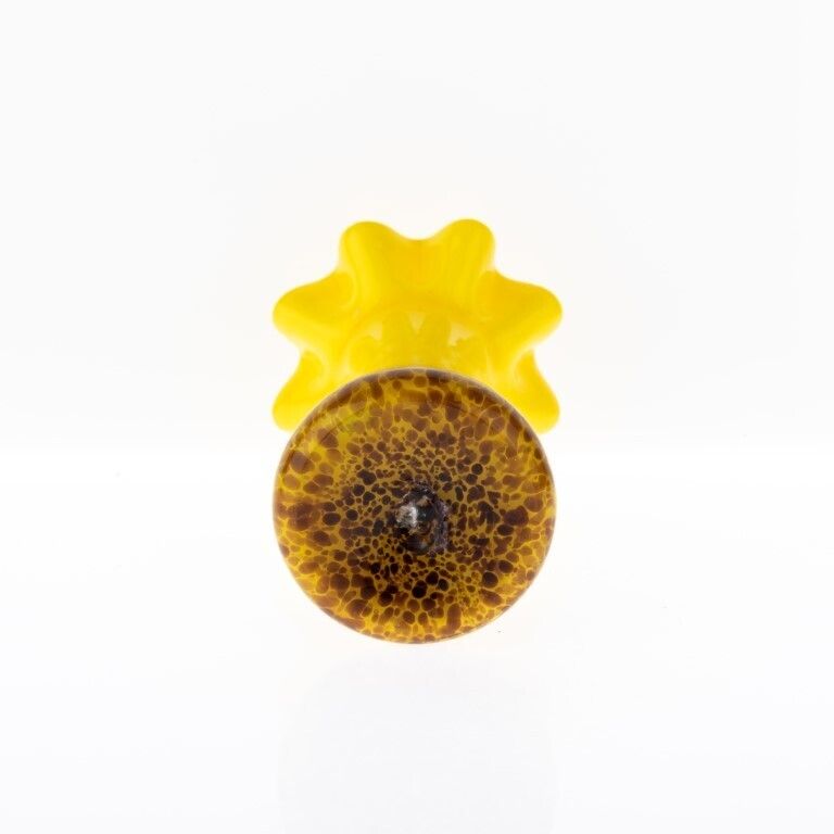 Art Deco Bohemian Czech Yellow Splatter Glass Vase photo 75.0