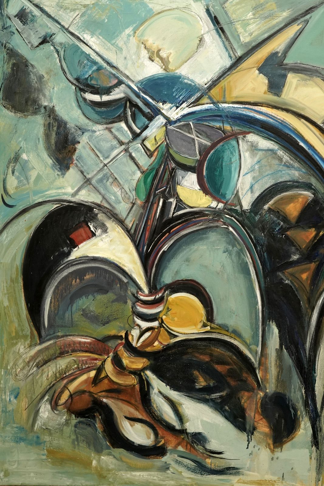 Very Large Mid Century Scottish School Abstract Painting, Oil On Canvas photo furniture
