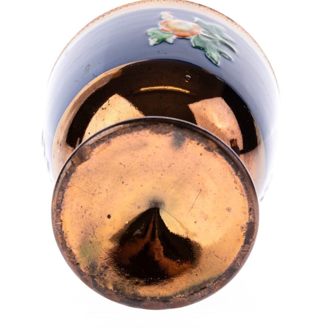 Antique Victorian English Copper Lustreware Earthenware Pottery Vase 19th Century photo furniture