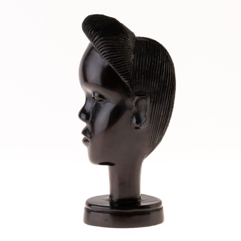 African Ethnographic Ebony Wood Figural Wood Carving Sculpture Bust