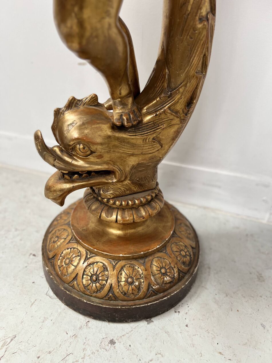19th Century Gilded Carved Wooden Presentation Column photo vinterior