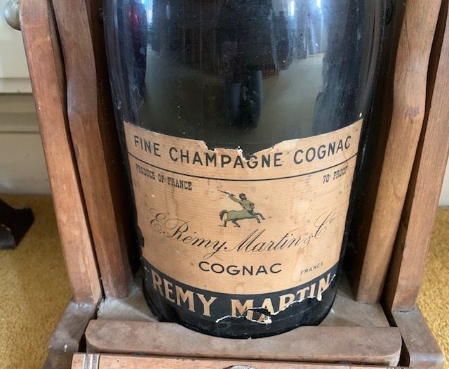 Remy Martin Champagne Cognac 1940s Bottle With Pouring Stand photo for sale