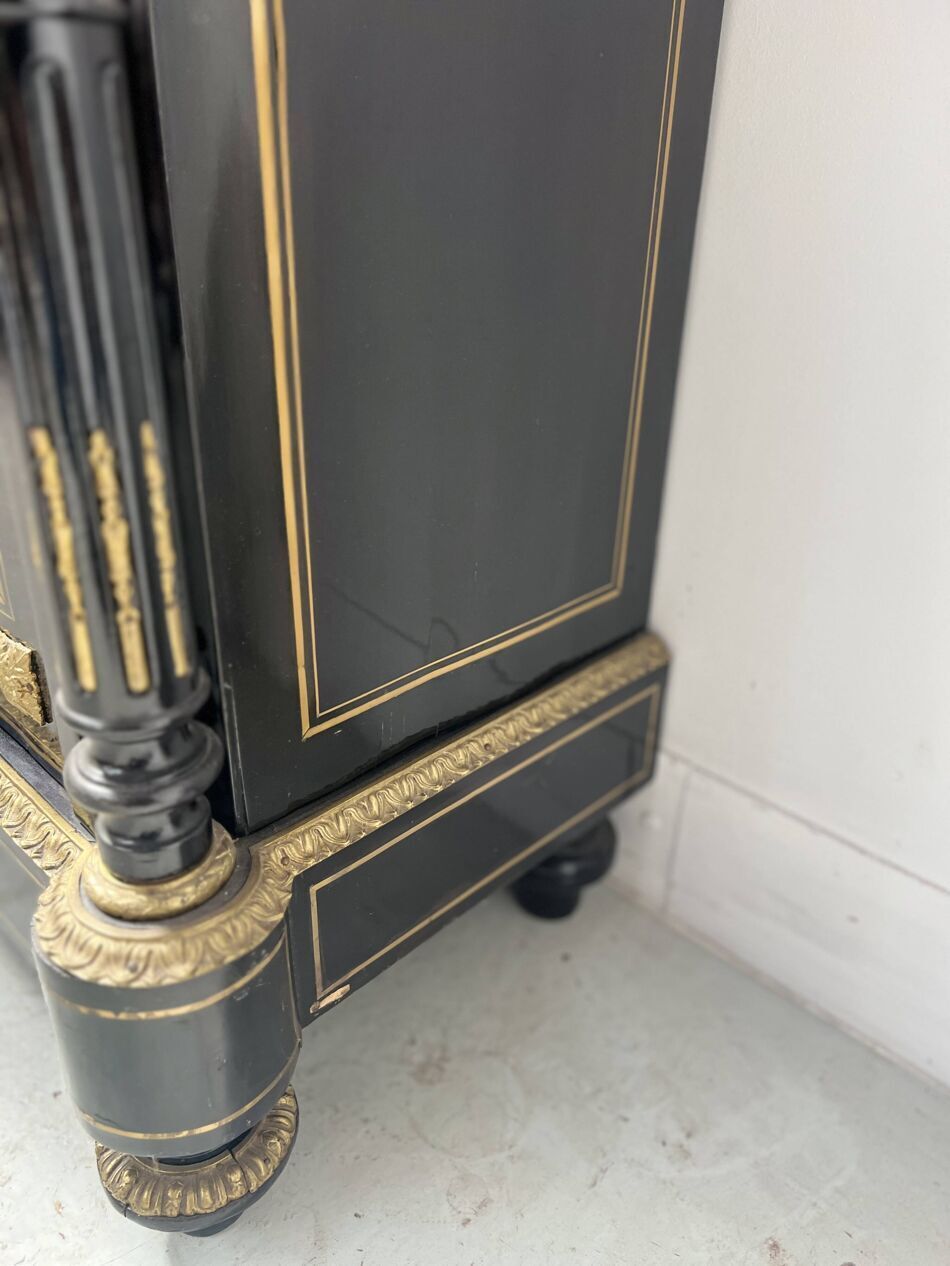 Napoleon III Furniture Has A Black Wooden Door And Brass Marquetry 19th Century photo for sale
