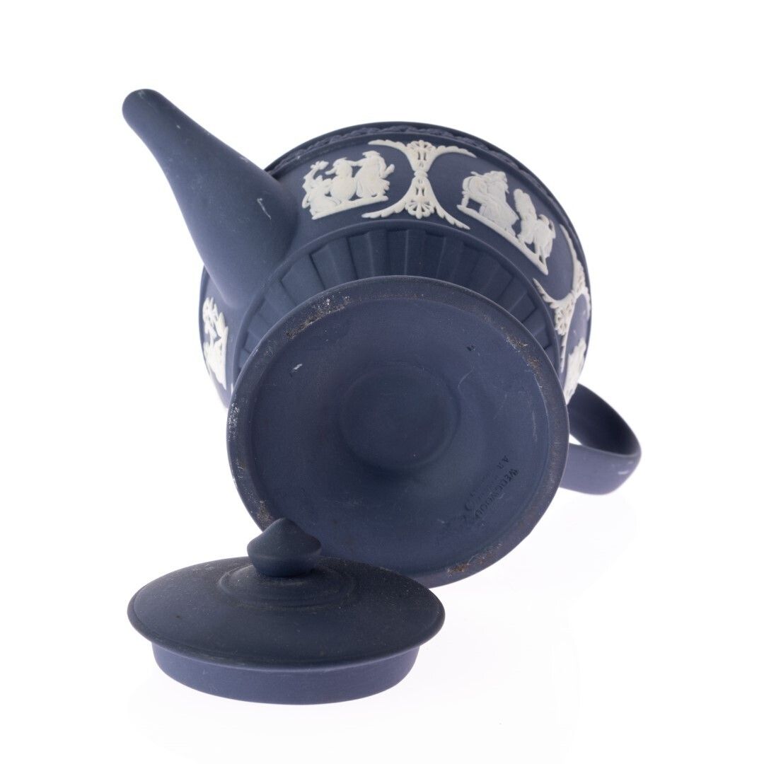 Wedgwood Portland Blue Jasperware Small Teapot With Bas Relief Depicting Icarus photo furniture
