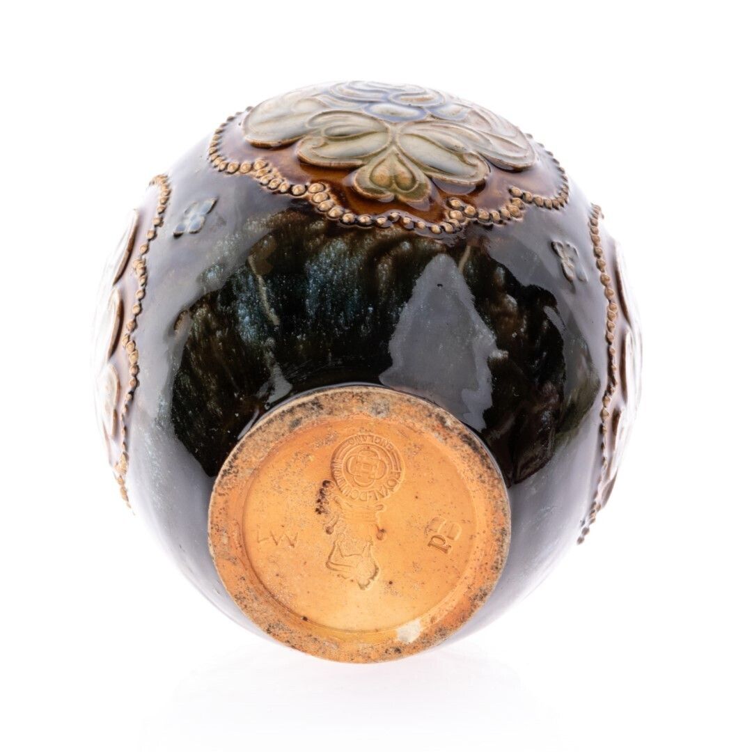 Antique Royal Doulton Lambeth Glazed Stoneware Pottery Ceramic Vase 19th Century photo furniture
