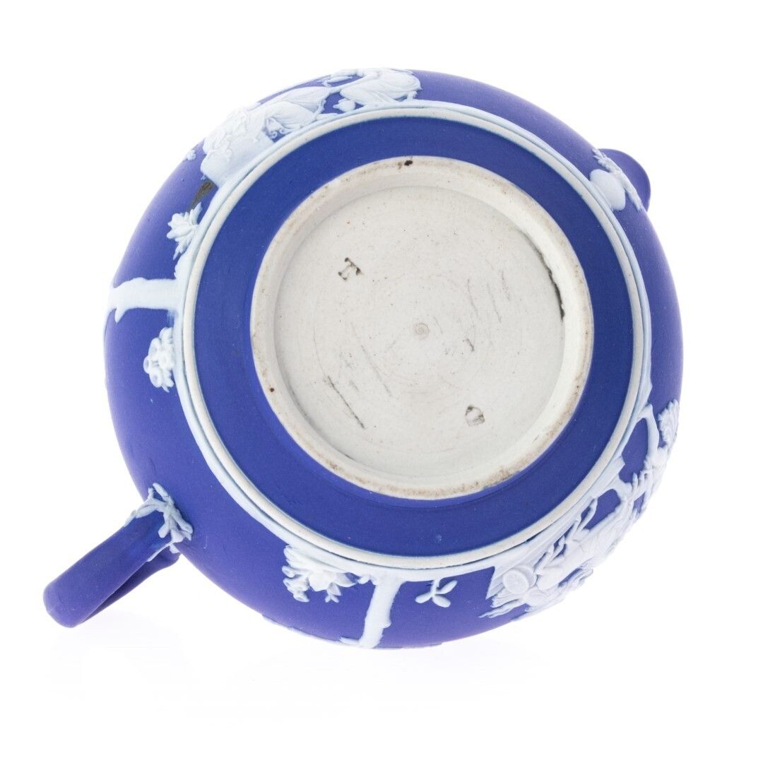 Antique Wedgwood Portland Blue Jasperware Bas Relief Cameo Creamer Jug 19th Century photo furniture