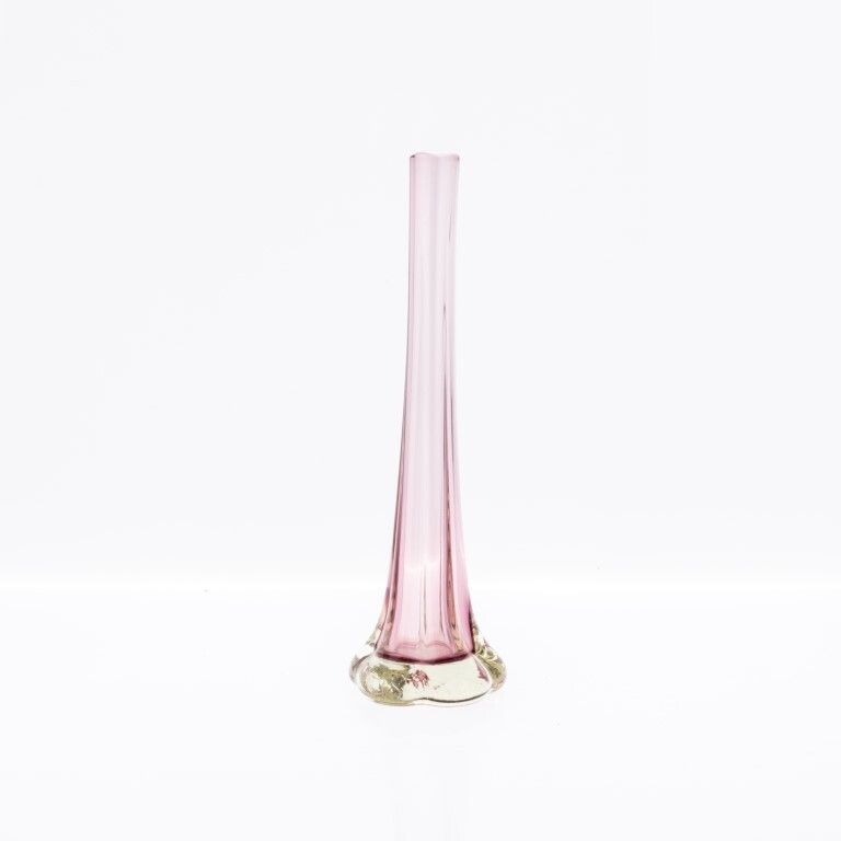 Mid Century Hand Blown Violet Glass Spill Vase photo furniture