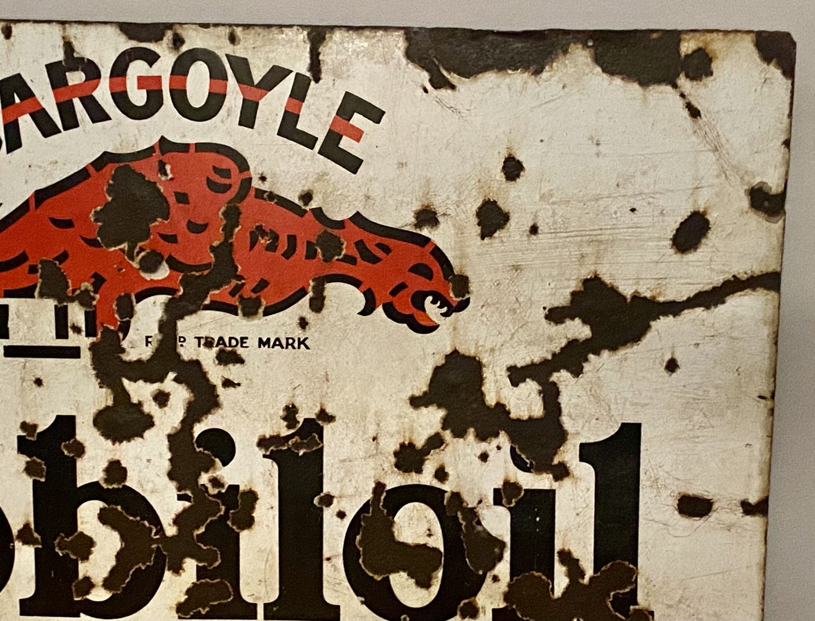 Old Gargoyle Mobil Oil Vacuum Oil Company Enamel Garage Sign Shell Bp National Benzole Gas Pump Dealer Dealership Billboard Metal Sign Extra Large photo buy