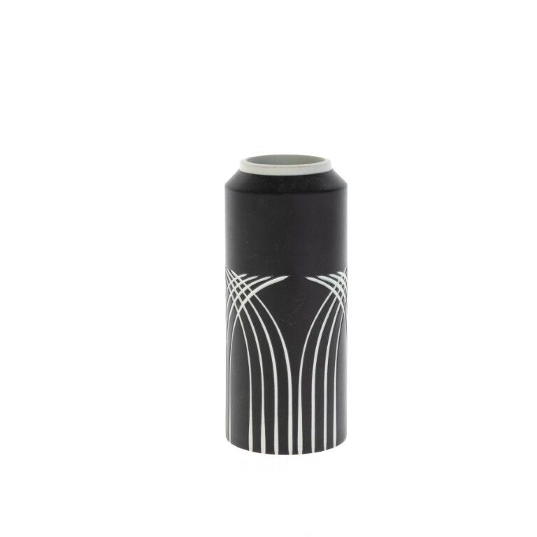 Mid Century Wedgwood Black Jasperware Porcelain Symmetry Vase photo for sale