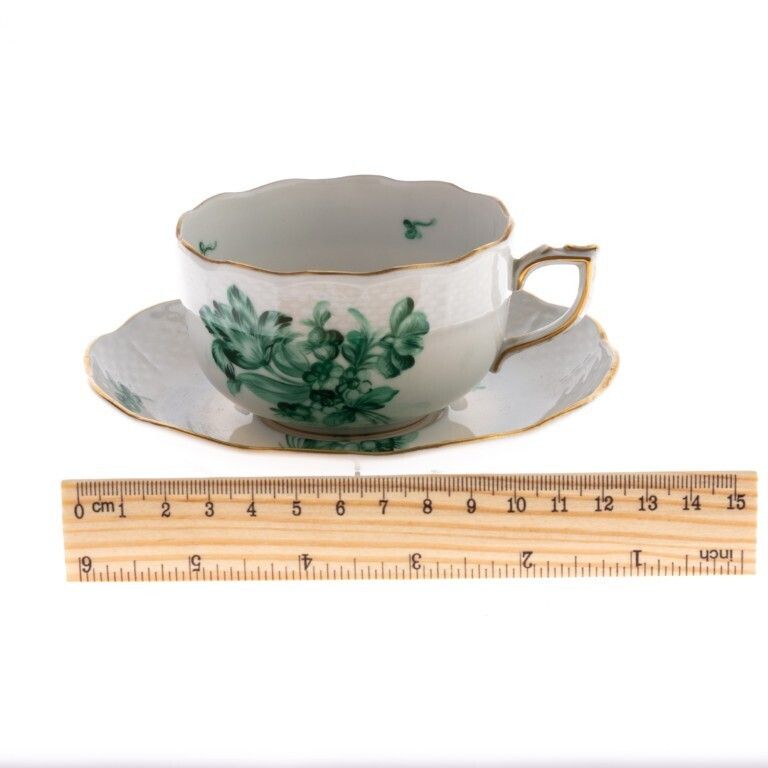 Herend Hungary “Chinese Bouquet” Pattern Fine Gilt Porcelain Ceramic Teacup And Saucer photo for sale