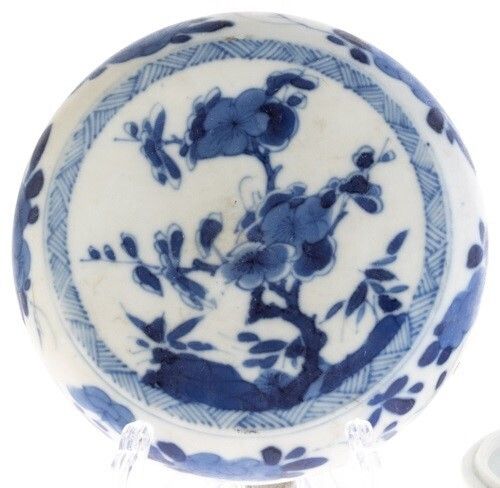 Antique Kangxi Shipwreck Blue And White Chinese Porcelain Ceramic Lidded Blossoms Box
